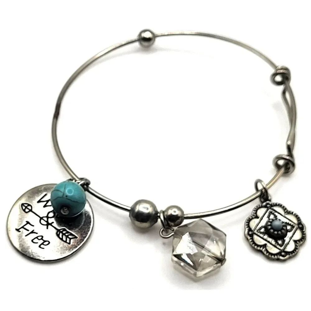 Wire Charm Bracelet Wild & Free 3in wide